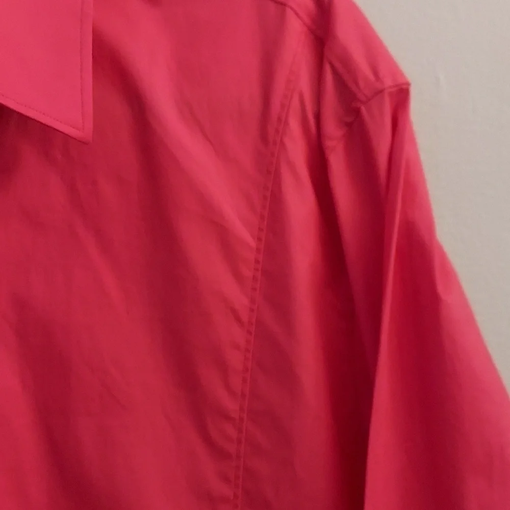 HUGO by Hugo Boss Slim Line Button Down Long Sleeve Coral Dress Shirt - Picture 7 of 12